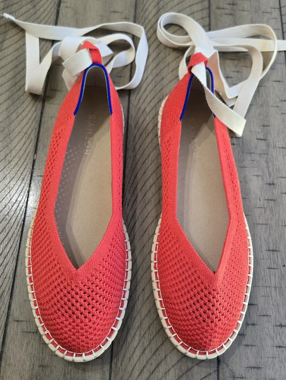 *Brand New* Rothy's Red Knit Espadrille Ballet Flats with Ankle Tie